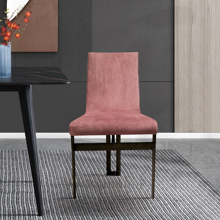 Designer Stainless Steel Frame Upholstered Dining Chair