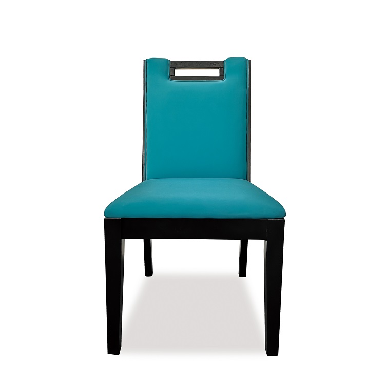 Modern Oriental Wooden Frame Upholstered Dining Chair