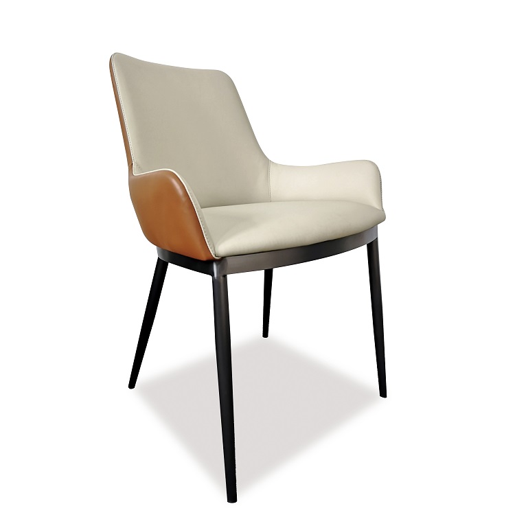 Simple Stainless Steel Frame Upholstered Two Tone Dining Chair